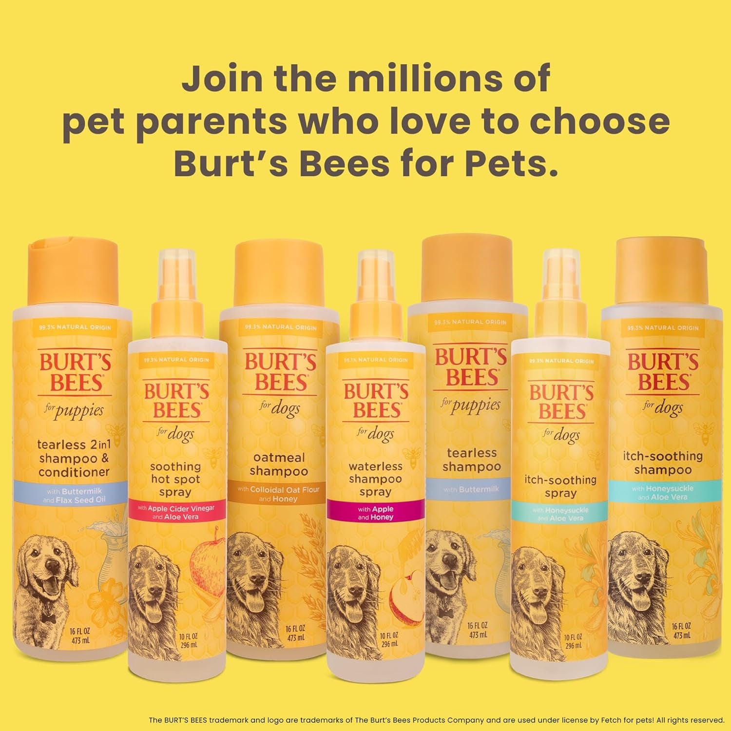 Burt'S Bees for Pets Puppies Natural Tearless 2 in 1 Shampoo and Conditioner - Made with Buttermilk and Flax Seed Oil - Best Tearless Puppy Shampoo for Gentle Skin and Coat - Made in USA, 16 Oz