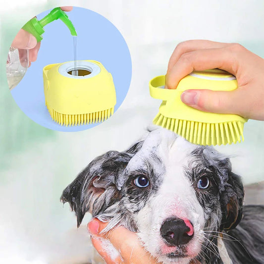 Pet Bath Brush Dog Cat Massage Shampoo Dispenser Silicone Pet Hair Comb Grooming Tool Puppy Hair Removal Brushes Pets Supplies