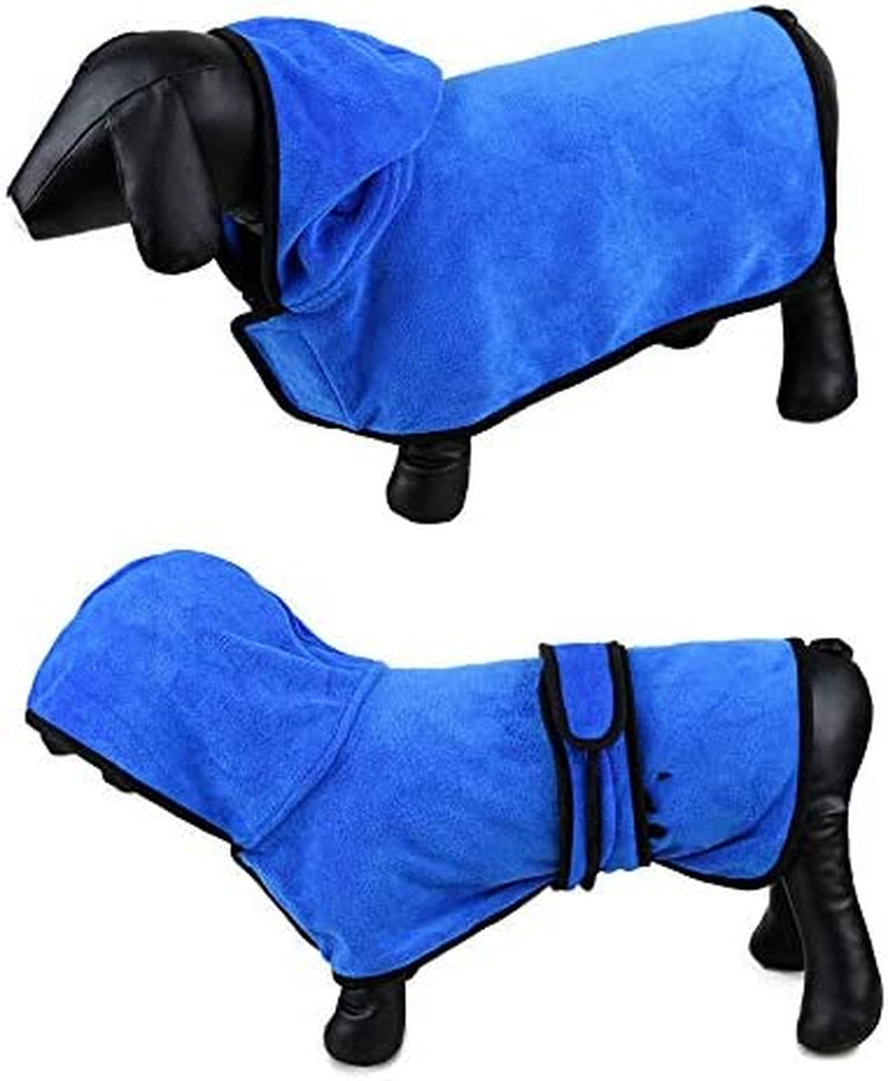 Bonaweite Microfiber Dog Bathrobe, Quick Drying Pet Bath Robe, Pets Super Absorbent Towel for Dogs and Cats, Machine Washable-Blue