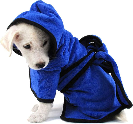 Bonaweite Microfiber Dog Bathrobe, Quick Drying Pet Bath Robe, Pets Super Absorbent Towel for Dogs and Cats, Machine Washable-Blue