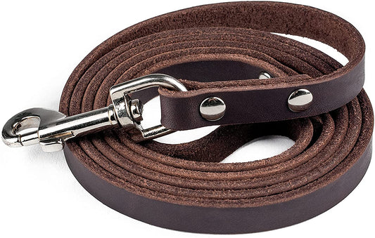 Mighty Paw Leather Dog Leash - Genuine Material Leather Leash for All Pet Sizes - Leather Leash for Dogs - Pet Lead - Distressed Leather Leash - 5 Ft Premium Quality Dog Leash - Soft Leather Leash