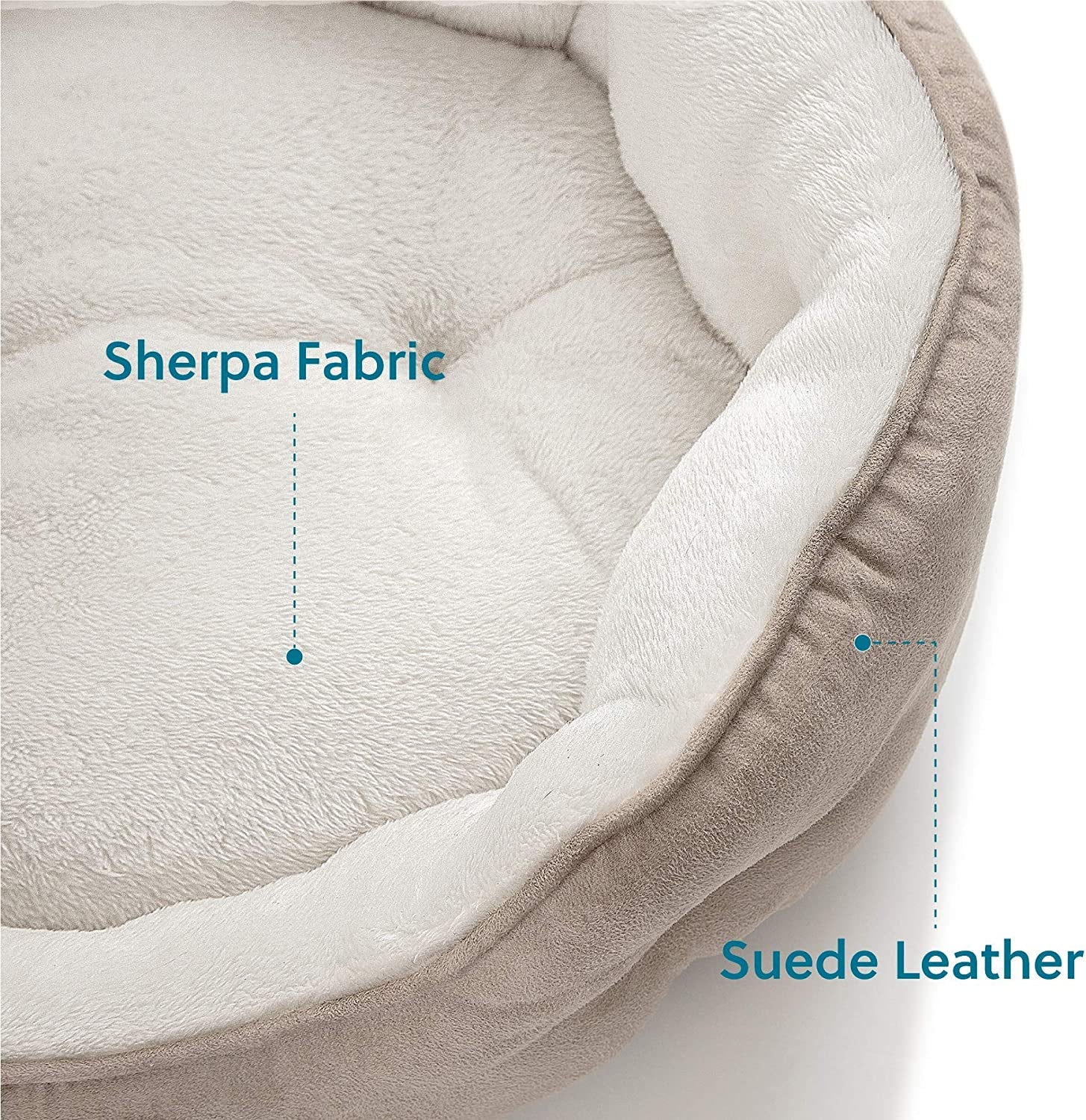 Dog Beds for Small Dogs - round Cat Beds for Indoor Cats, Washable Pet Bed for Puppy and Kitten with Slip-Resistant Bottom, 20 Inches, Taupe