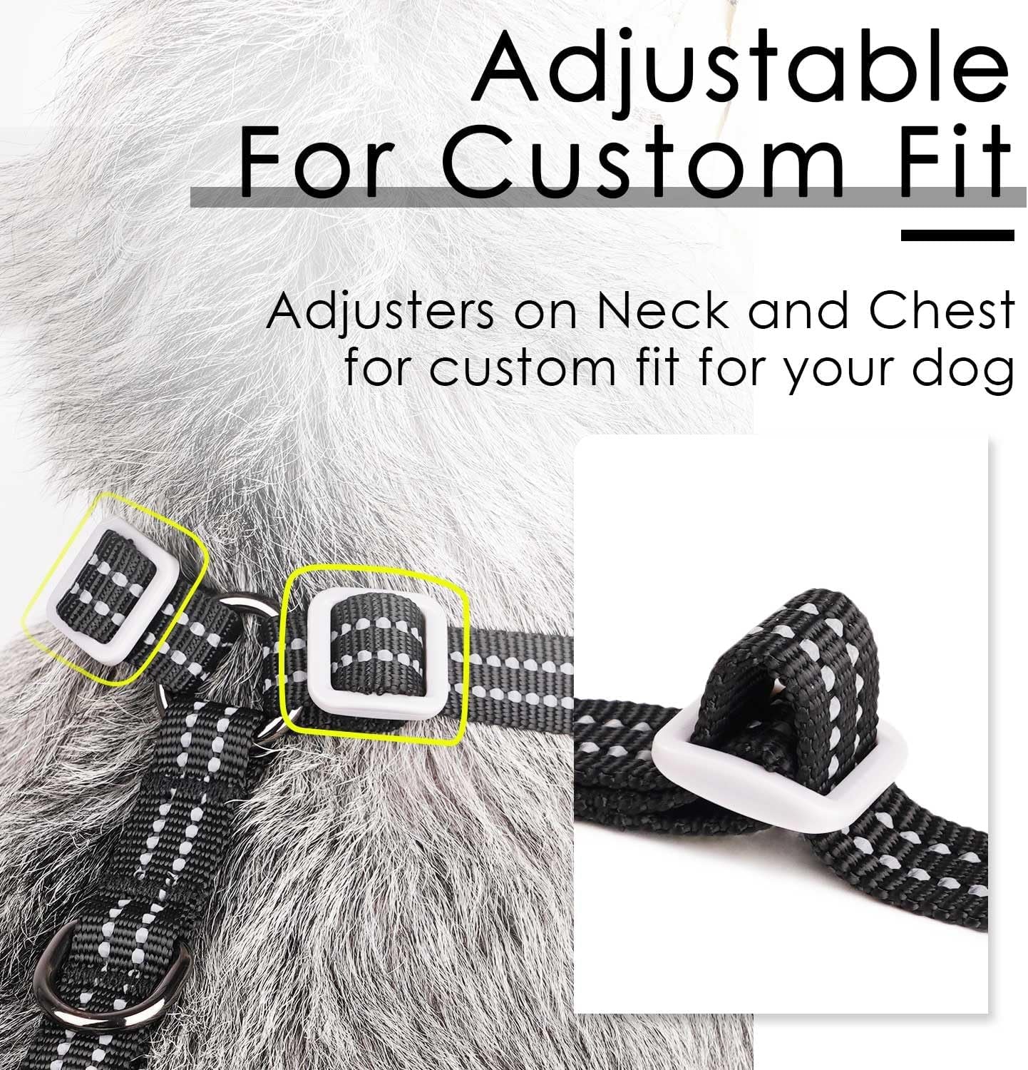 Reflective Breathable Soft Air Mesh No Pull Puppy Choke Free over Head Vest Ventilation Harness for Puppy Small Medium Dogs and Cats (Black,M)