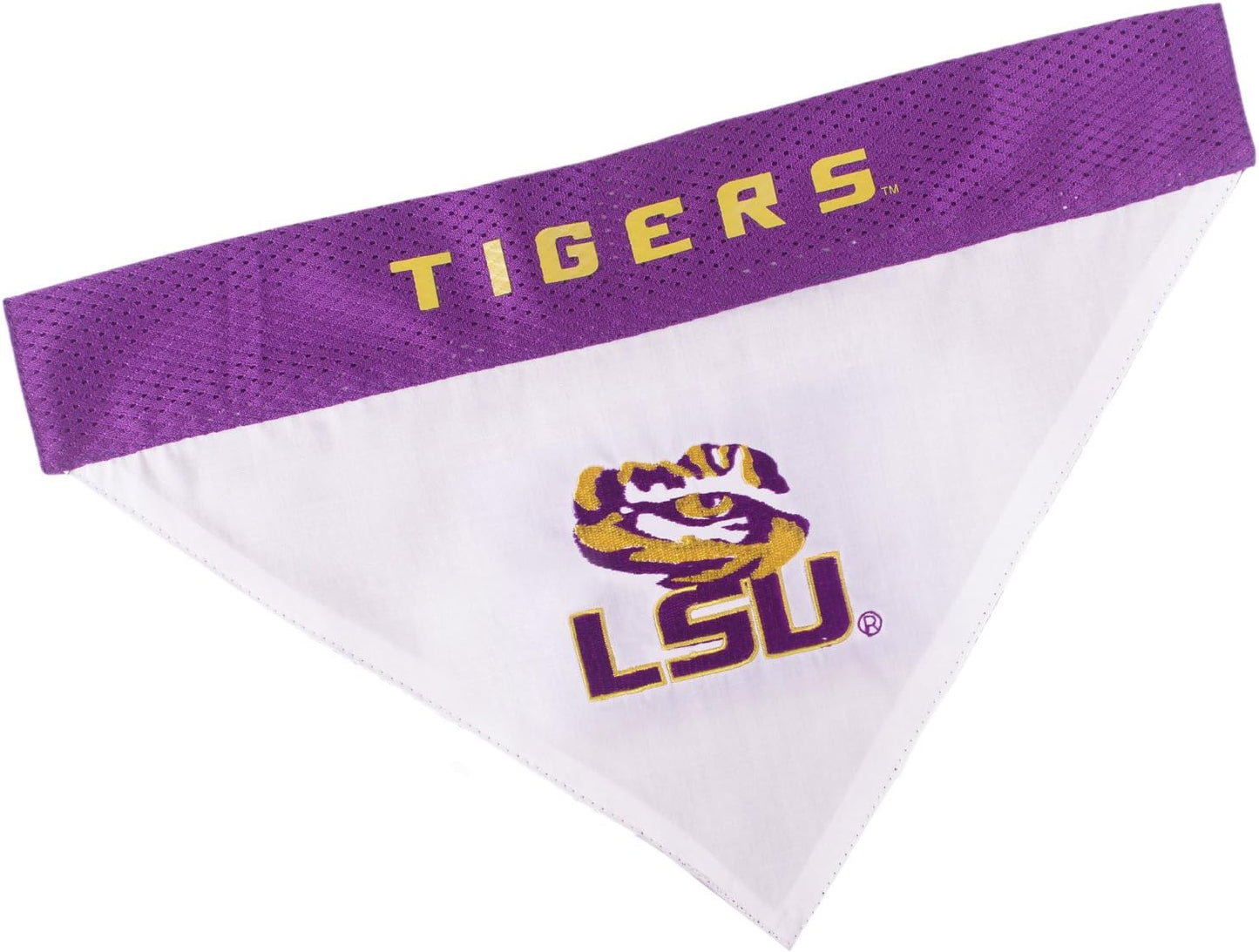 Collegiate Pet Accessories, Reversible Bandana, LSU Tigers, Large/X-Large