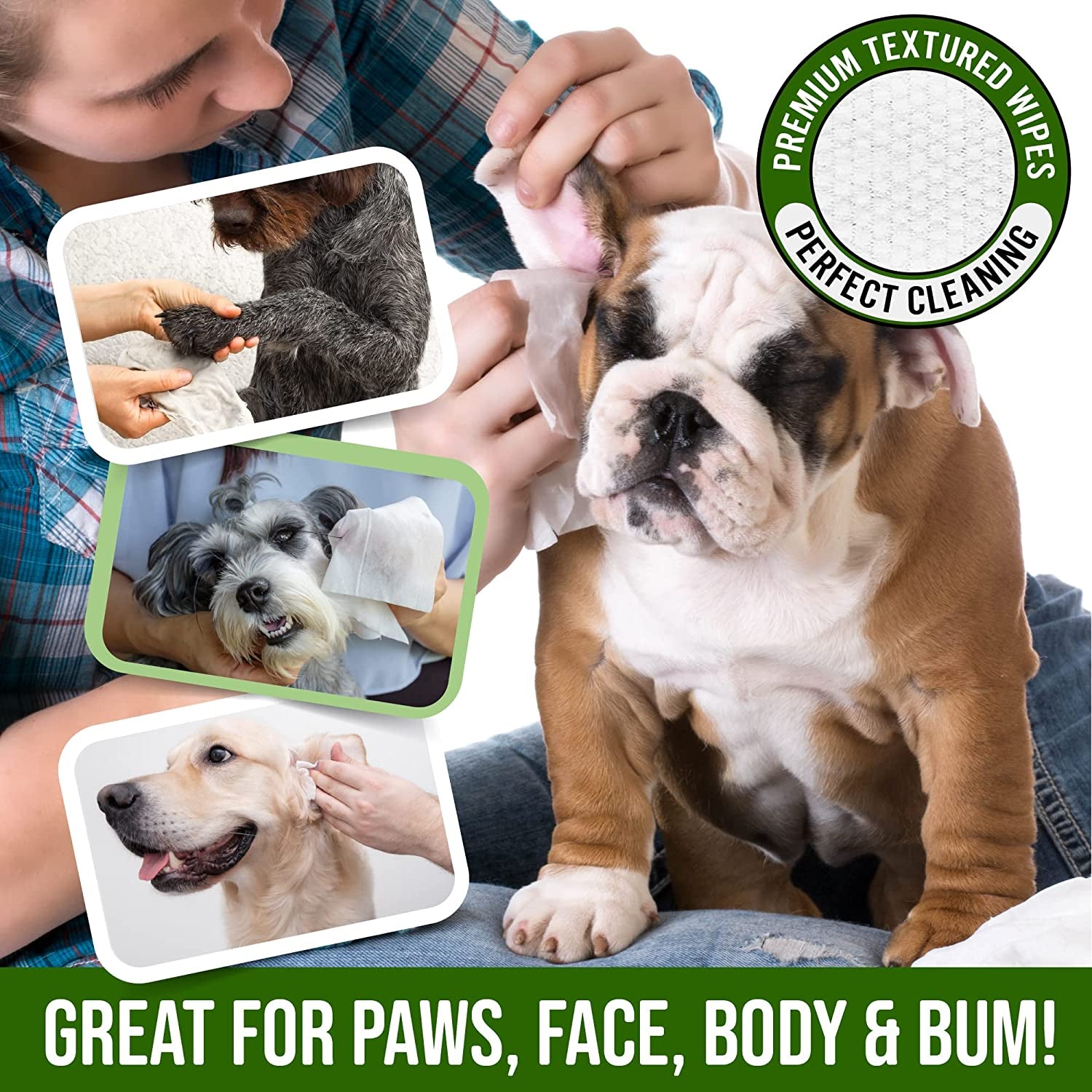 400 Dog Wipes for Paws and Butt Ears Eyes | Organic Pet Wipes for Dogs | Lavender Scented Dog Wipes Cleaning Deodorizing | Extra Thick Paw Wipes for Dogs Cats Pets | Bonus Glove Wipes Included