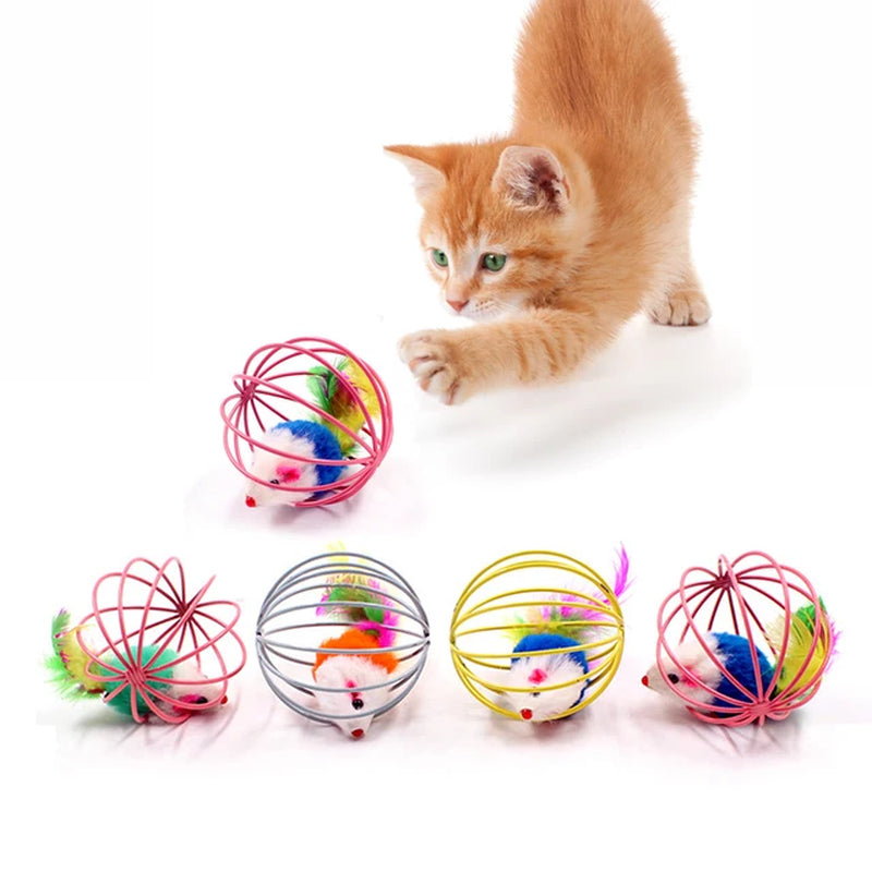 1Pc Cat Toy Stick Feather Wand with Bell Mouse Cage Toys Plastic Artificial Colorful Cat Teaser Toy Pet Supplies Random Color