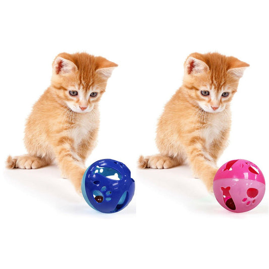 Large Size Cat Ball with Bell Toy for Cats Kittens and Other Animals - Large Size for Extra Fun, Rings as It Moves - Blue