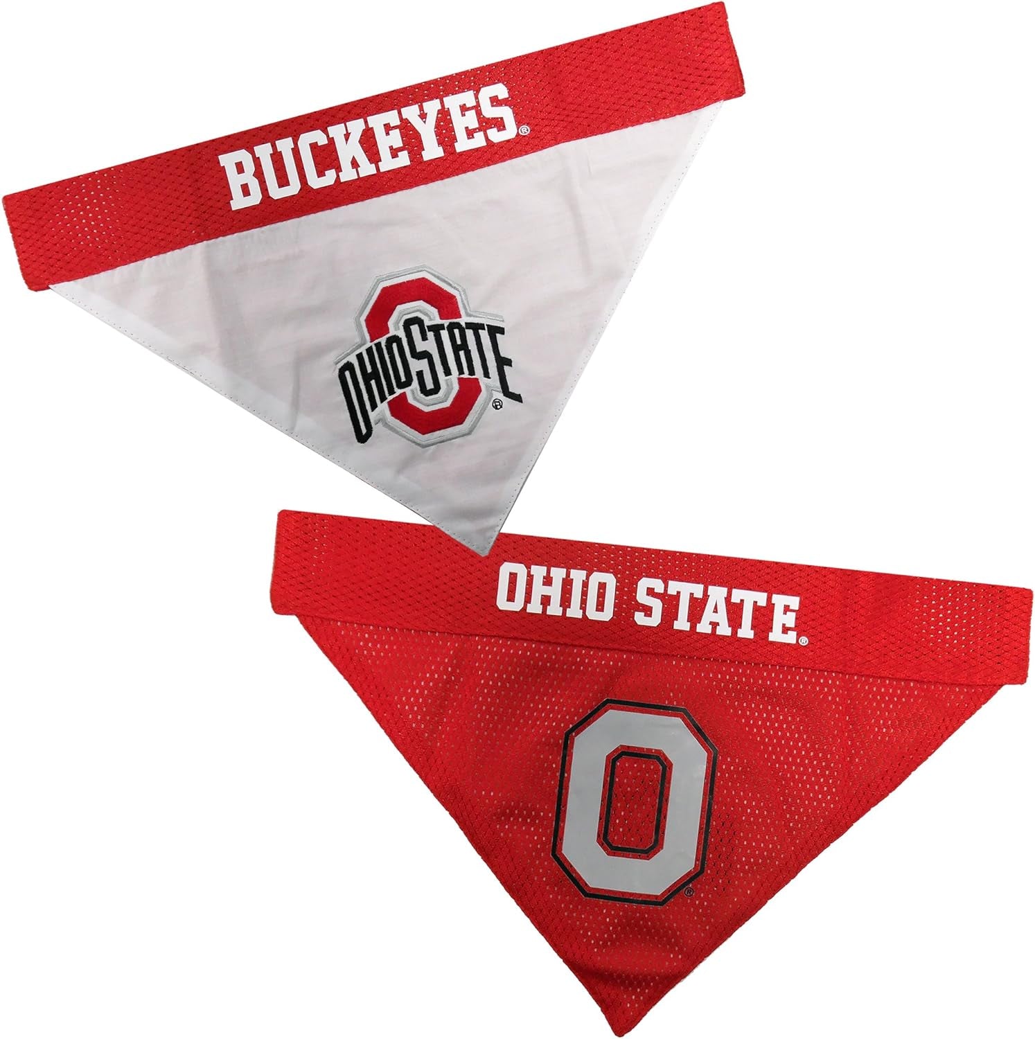 Collegiate Pet Accessories, Reversible Bandana, Ohio State Buckeyes, Large/X-Large