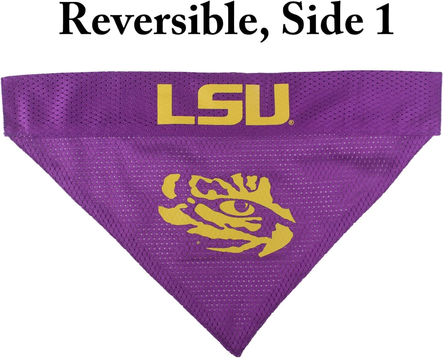 Collegiate Pet Accessories, Reversible Bandana, LSU Tigers, Large/X-Large