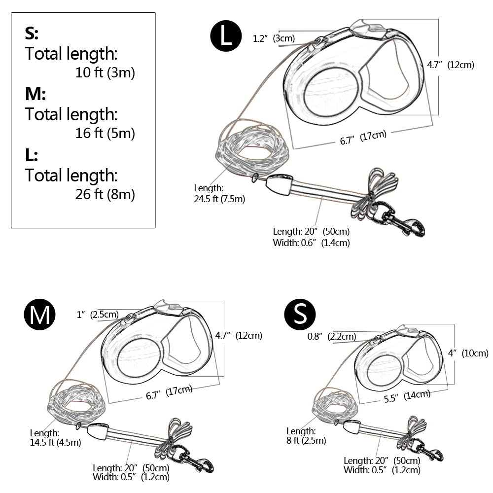 Retractable Dog Leash Automatic Extending Nylon Puppy Pet Dog Leashes Lead Dog Walking Running Leash Traction Rope 3M 5M 8M