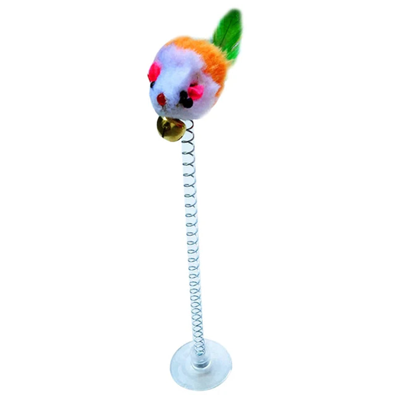 1Pc Cat Toy Stick Feather Wand with Bell Mouse Cage Toys Plastic Artificial Colorful Cat Teaser Toy Pet Supplies Random Color