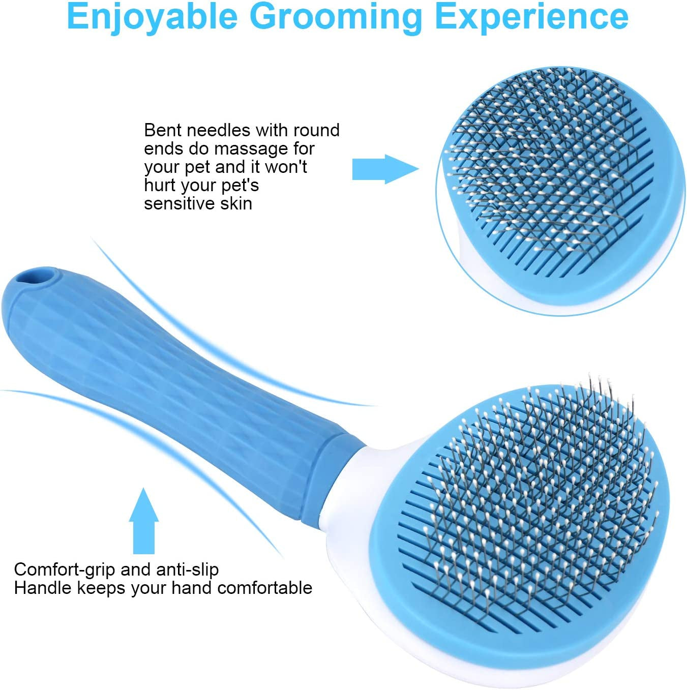 Self Cleaning Slicker Brush, Dog Cat Bunny Pet Grooming Shedding Brush - Easy to Remove Loose Undercoat, Pet Massaging Tool Suitable for Pets with Long or Short Hair