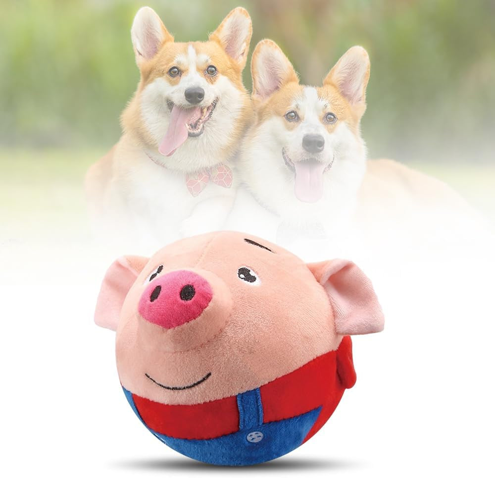 Active Moving Pet Plush Toy, 2024 New Talking Plush Toy Bouncing Ball Interactive Dog Toys, Fun Dog Toys USB Rechargeable Talking Dog Toy Electronic Dog Toy for Pet Lovers Gifts (A)