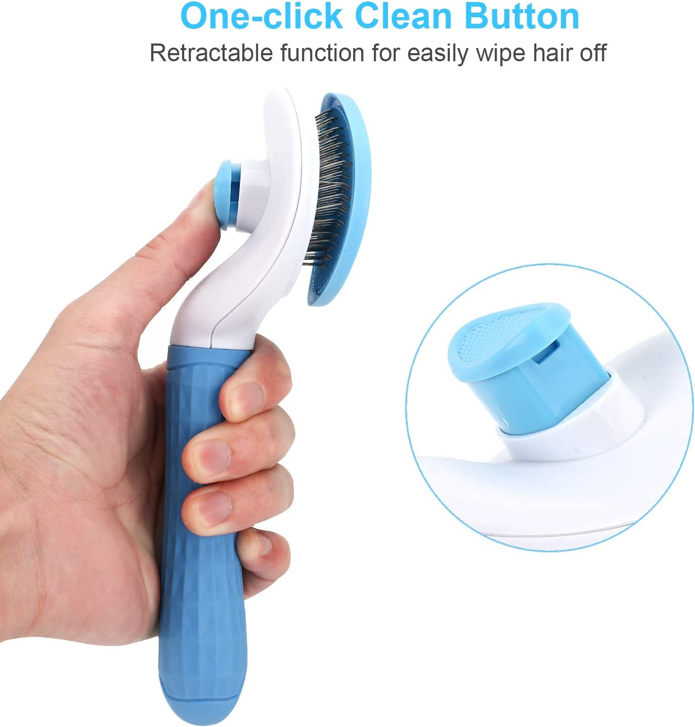 Self Cleaning Slicker Brush, Dog Cat Bunny Pet Grooming Shedding Brush - Easy to Remove Loose Undercoat, Pet Massaging Tool Suitable for Pets with Long or Short Hair