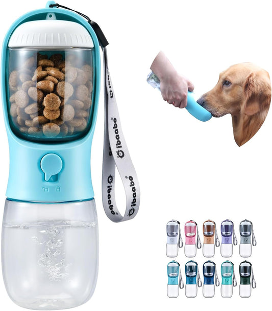 Dog Water Bottle with Food Container, Travel Puppy Water Bowl, Portable Pet Dispenser, Dog Stuff Accessories Items, Puppy Essentials Necessities for Yorkie Chihuahua Cat Walking and Hiking