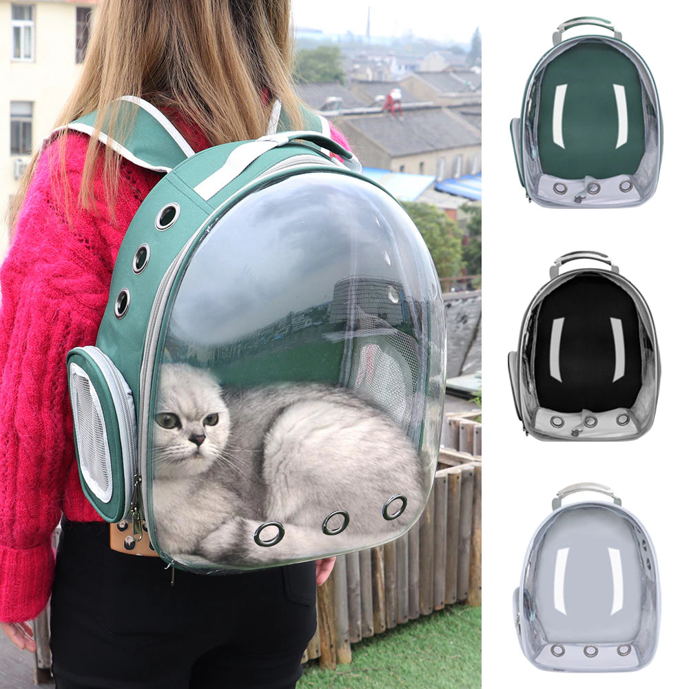 Portable Cat Carrier Bag Breathable Pet Small Dog Cat Backpack Outdoor Travel Space Capsule Cage Transparent Space Pet Backpack