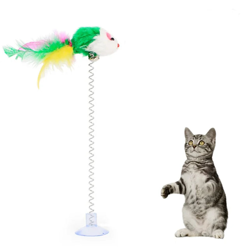 1Pc Cat Toy Stick Feather Wand with Bell Mouse Cage Toys Plastic Artificial Colorful Cat Teaser Toy Pet Supplies Random Color