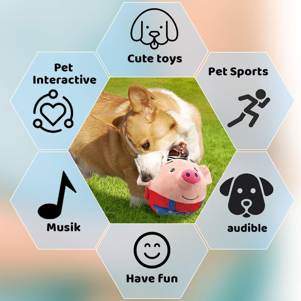 Active Moving Pet Plush Toy, 2024 New Talking Plush Toy Bouncing Ball Interactive Dog Toys, Fun Dog Toys USB Rechargeable Talking Dog Toy Electronic Dog Toy for Pet Lovers Gifts (A)