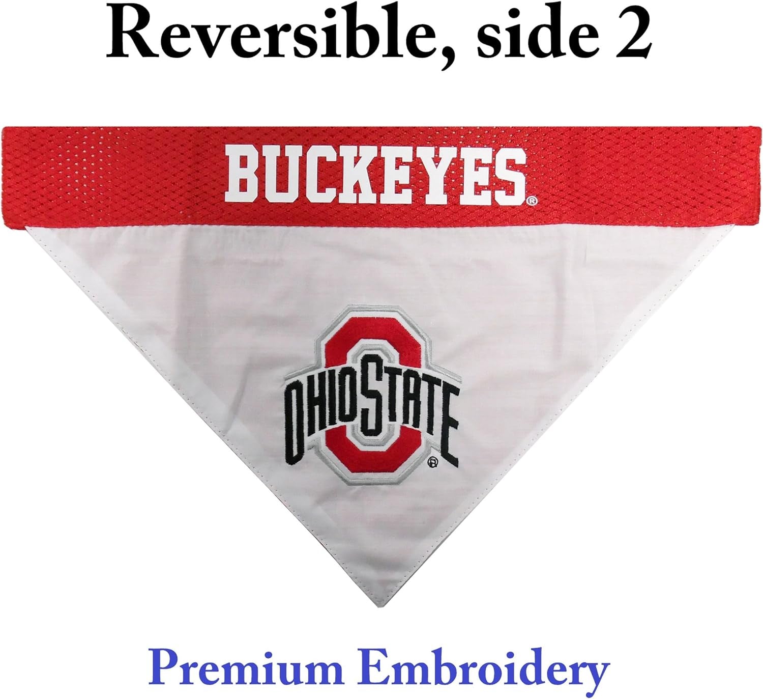 Collegiate Pet Accessories, Reversible Bandana, Ohio State Buckeyes, Large/X-Large