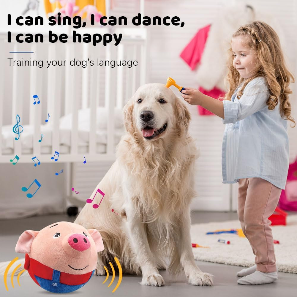 Active Moving Pet Plush Toy, 2024 New Talking Plush Toy Bouncing Ball Interactive Dog Toys, Fun Dog Toys USB Rechargeable Talking Dog Toy Electronic Dog Toy for Pet Lovers Gifts (A)