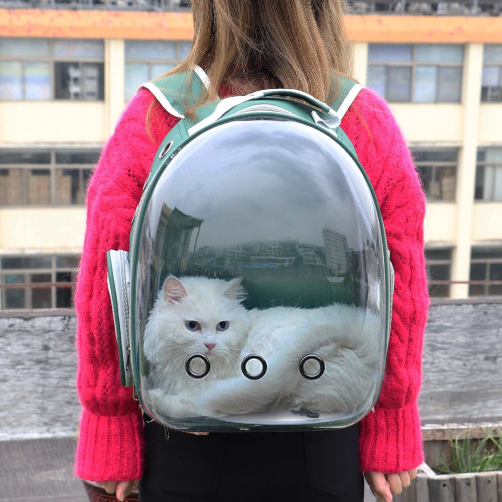 Portable Cat Carrier Bag Breathable Pet Small Dog Cat Backpack Outdoor Travel Space Capsule Cage Transparent Space Pet Backpack