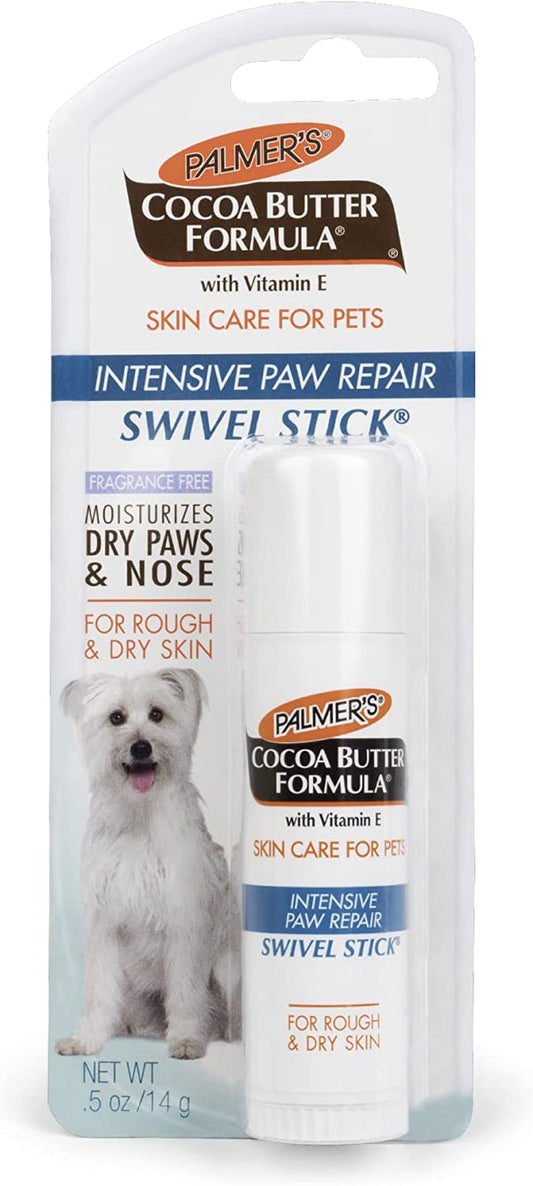 Palmer'S for Pets Cocoa Butter Fragrance Free Intensive Paw Repair Swivel Stick for Dogs | Cocoa Butter Paw Balm with Vitamin E, Peppermint Oil and Shea Butter for Rough & Dry Pads -0.5 Oz (FF15588)