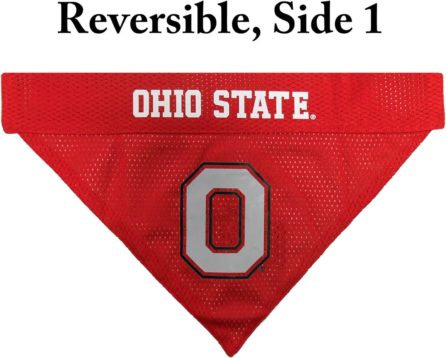 Collegiate Pet Accessories, Reversible Bandana, Ohio State Buckeyes, Large/X-Large