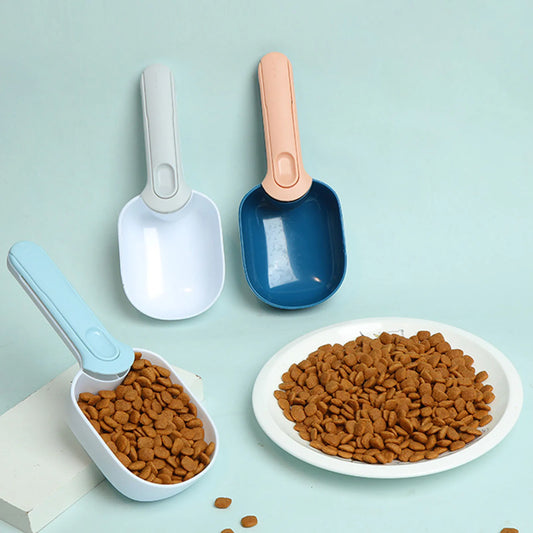 Pet Food Scoop Dog Feeder Supplies Pet Dog Accessories 1Cup Food Measuring Cups with Sealing Bag Clip for Dog and Cat